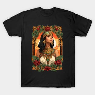 Cleopatra Queen of Egypt retro vintage floral design T-Shirt